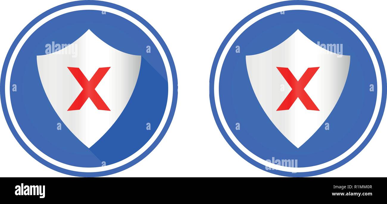 La protezione e la croce round flat icona, utilizzare i colori blu, rosso e bianco Illustrazione Vettoriale