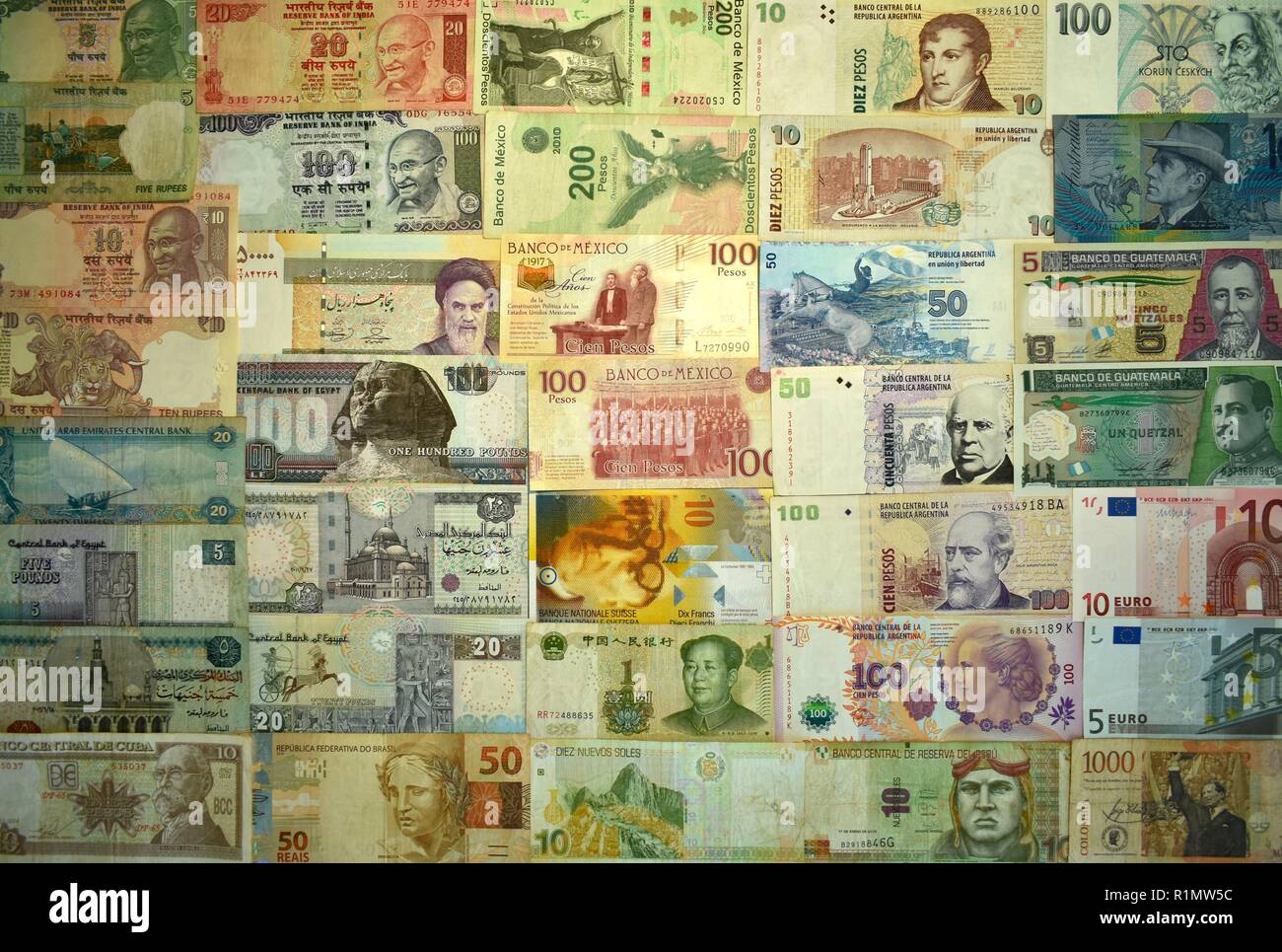 Moneta note dal mondo Foto Stock