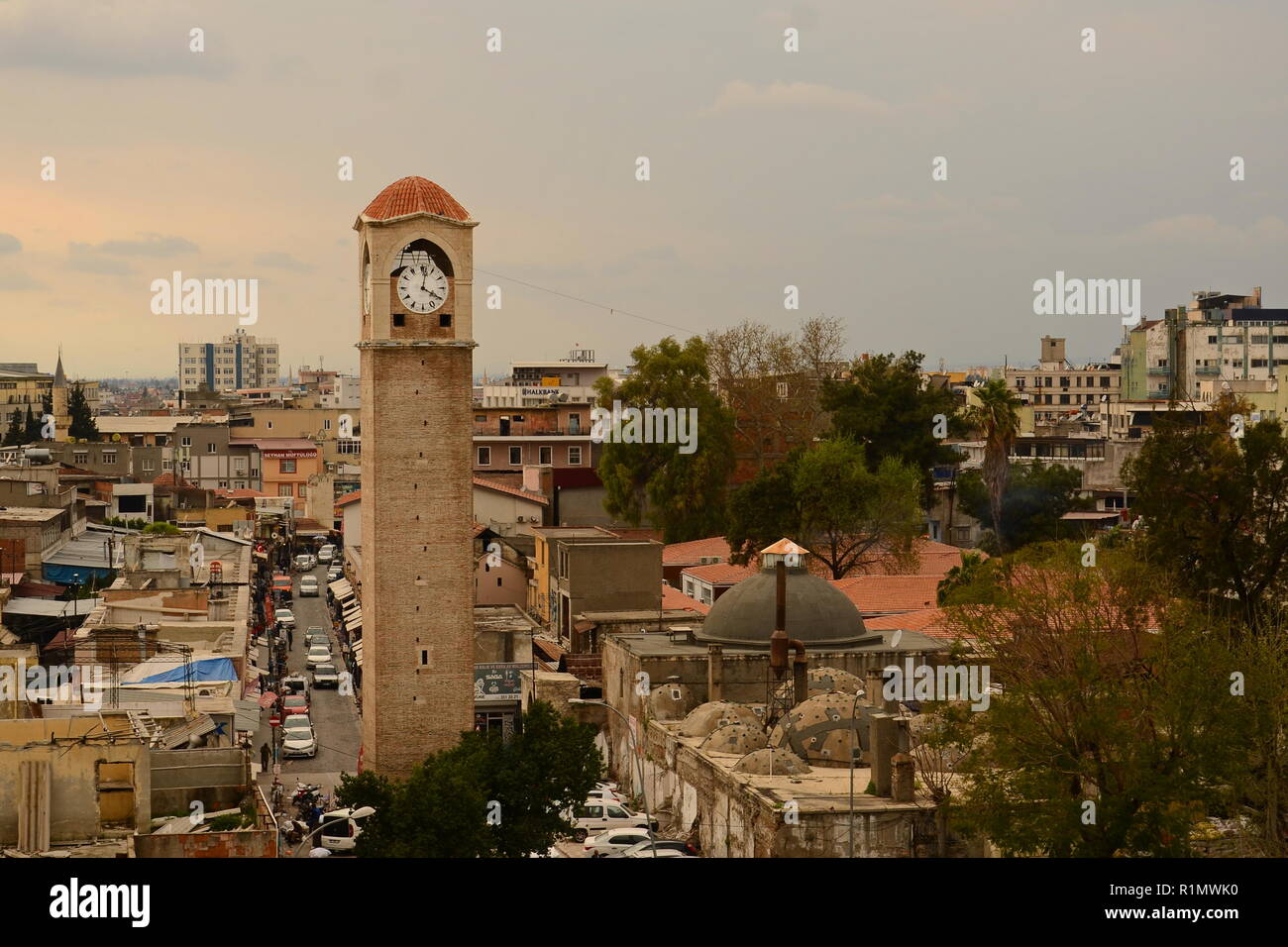 La Torre dell'orologio di Adana Foto Stock