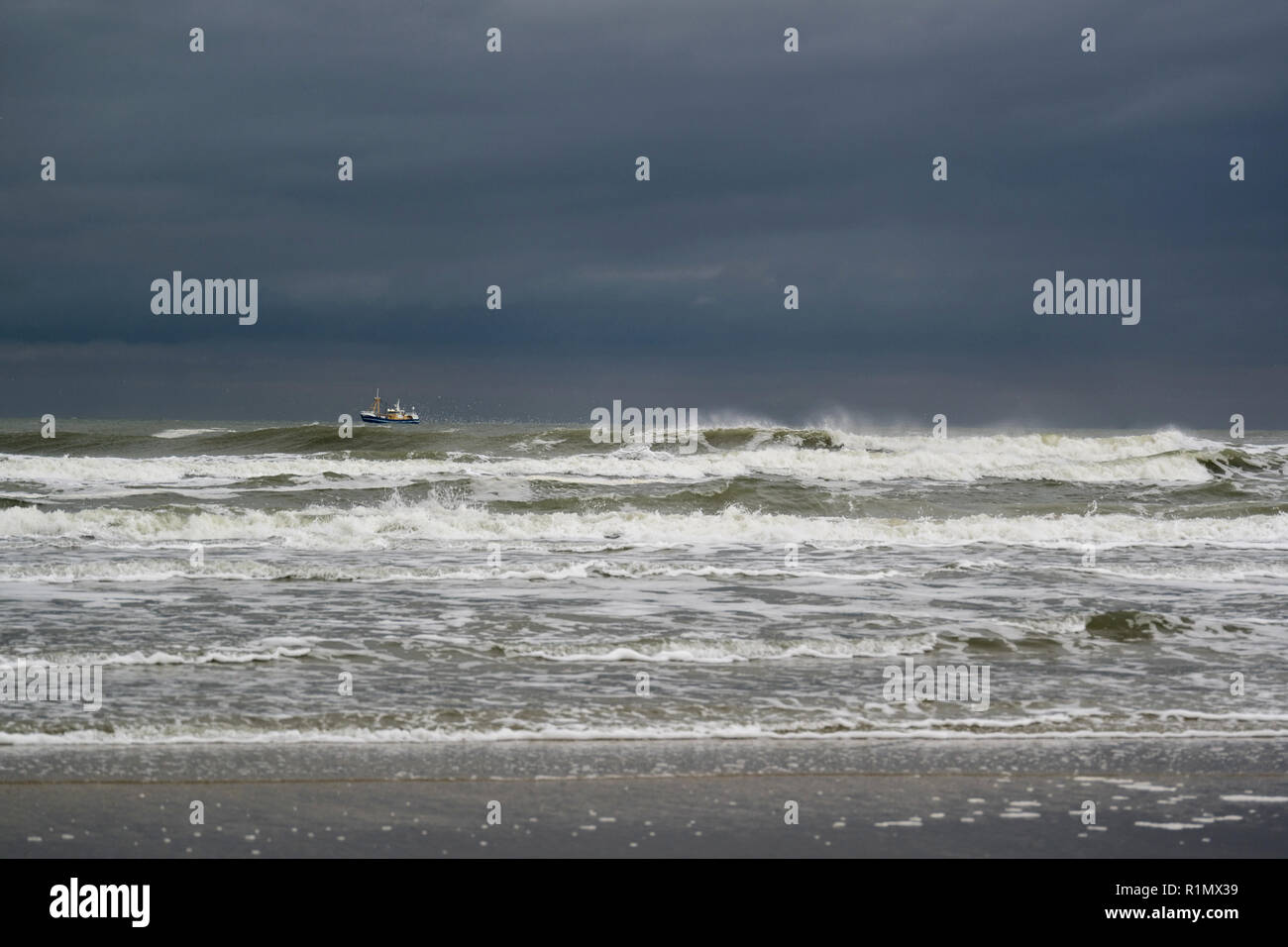 Dutch costa del Mare del Nord a Paal 20 sull isola olandese di Texel Foto Stock