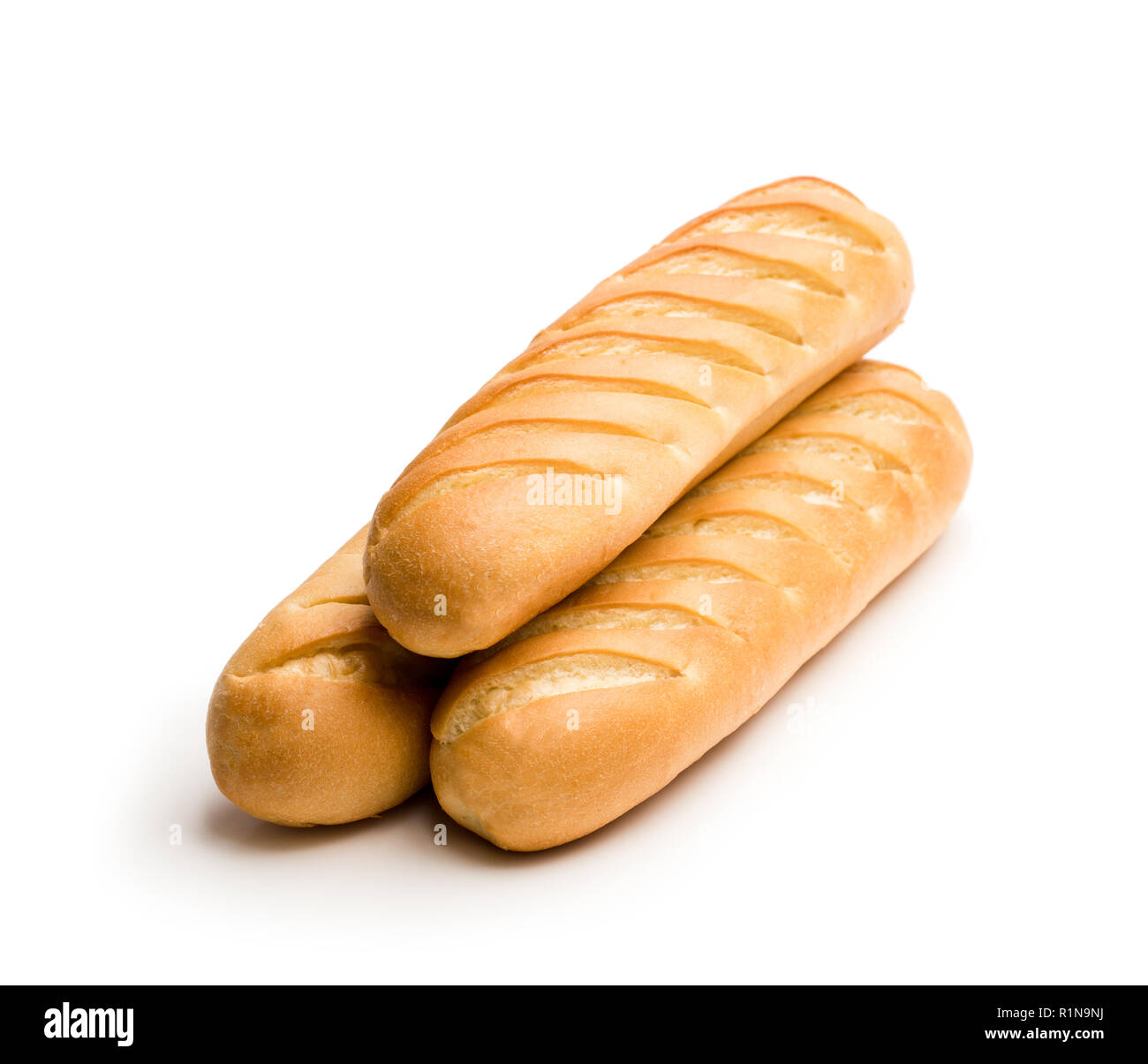 Tree baguette isolato su bianco Foto Stock