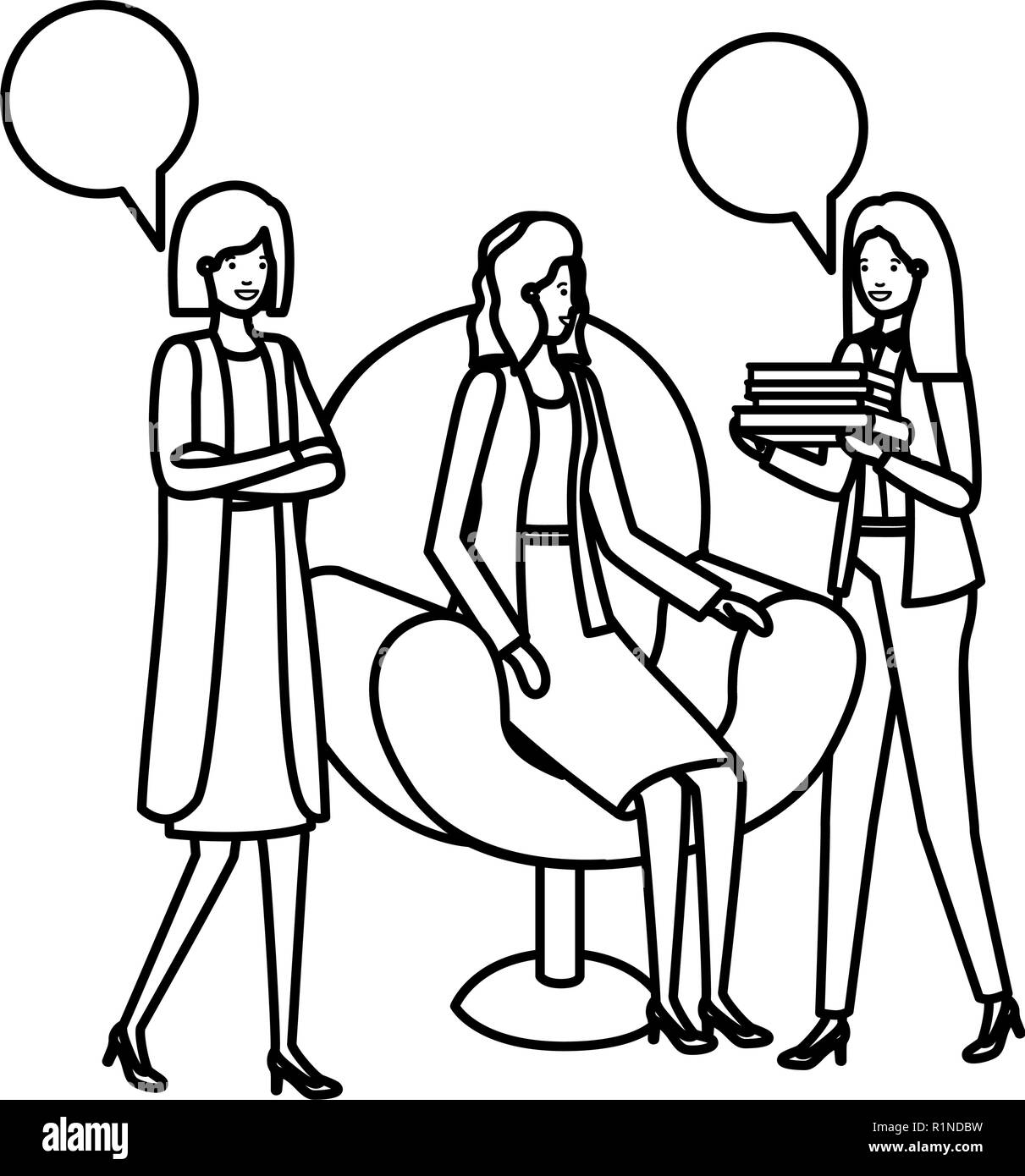 Un gruppo di persone di affari con discorso bolla Illustrazione Vettoriale
