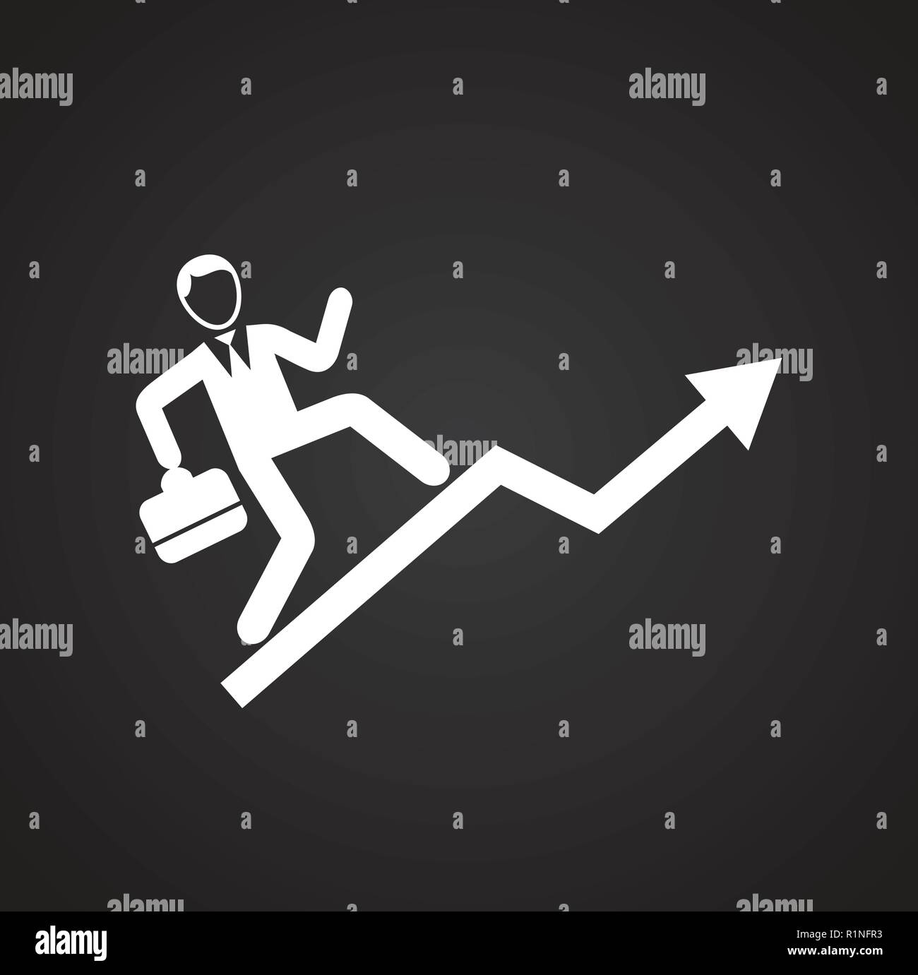 Imprenditore vince il top su sfondo nero Illustrazione Vettoriale