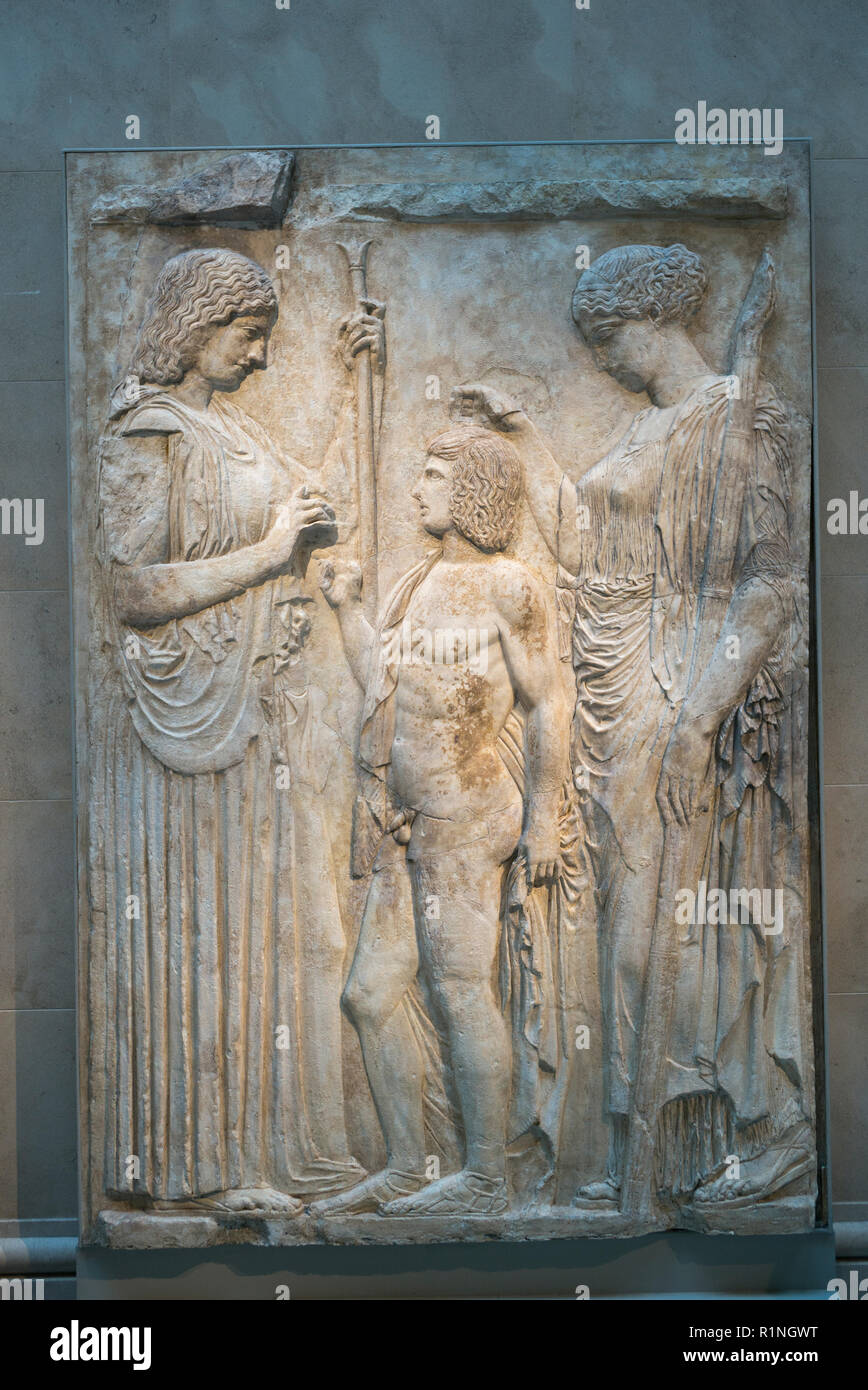 Intagliare sulla parete di un museo, Metropolitan Museum of Art di New York City, nello Stato di New York, Stati Uniti d'America Foto Stock