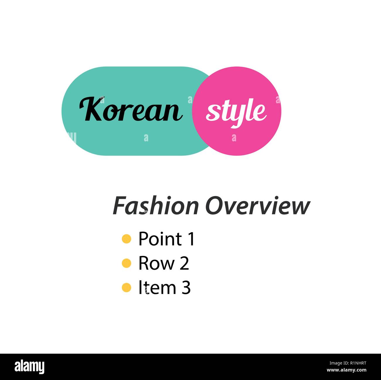 Stile coreano, il Logo per il negozio di moda di capi di abbigliamento e calzature in moderno stile creativo. Illustrazione Vettoriale. Illustrazione Vettoriale