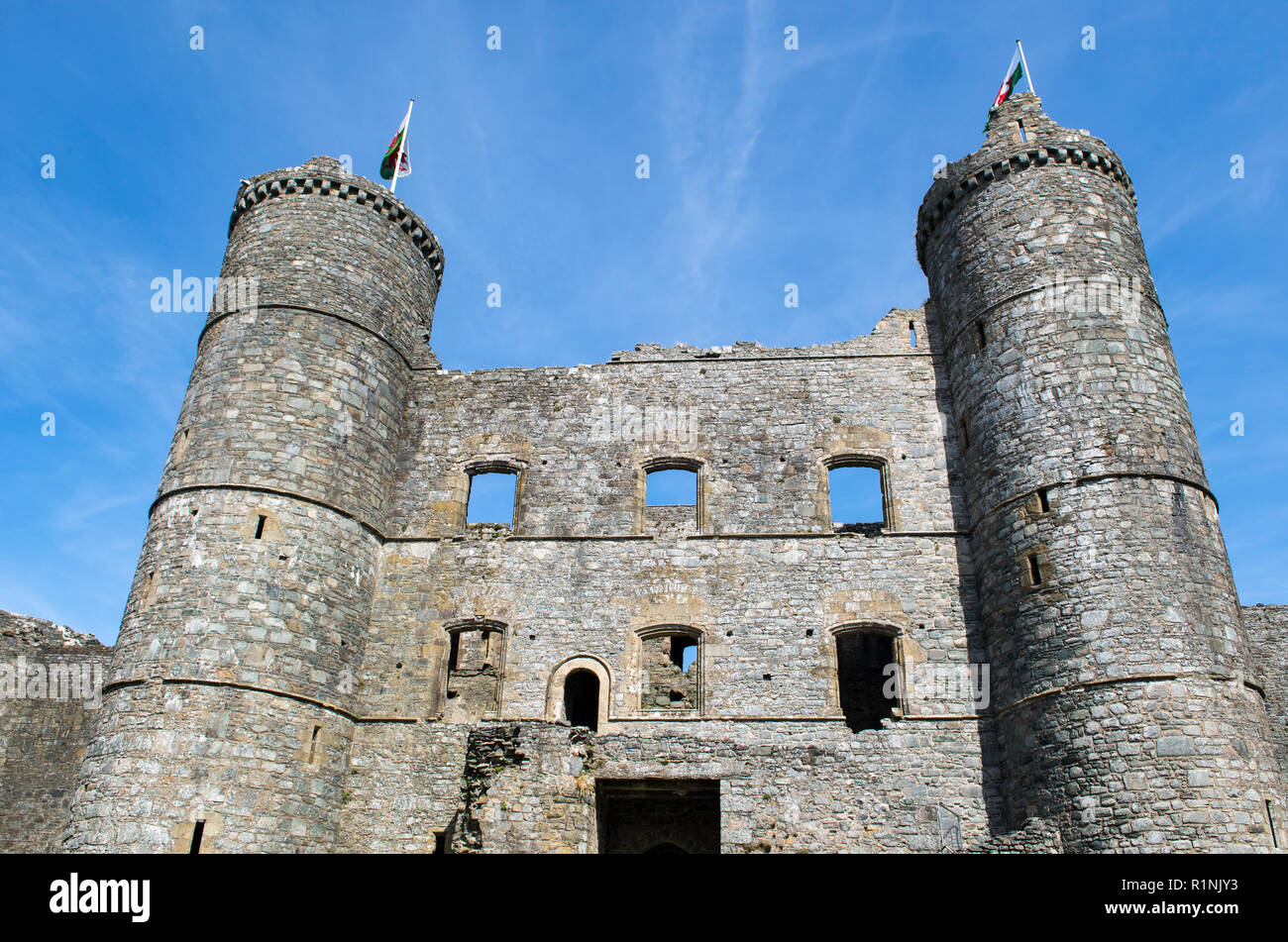 Harlech Castle in Gwynedd, il Galles del Nord Foto Stock