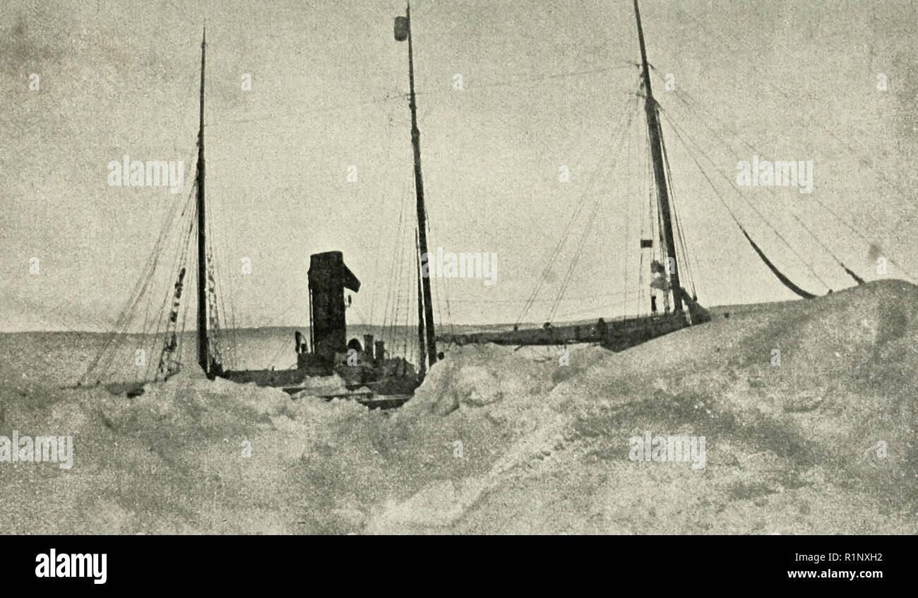 Il Roosevelt in trimestri invernali a Cape Sheridan durante la spedizione Peary Foto Stock