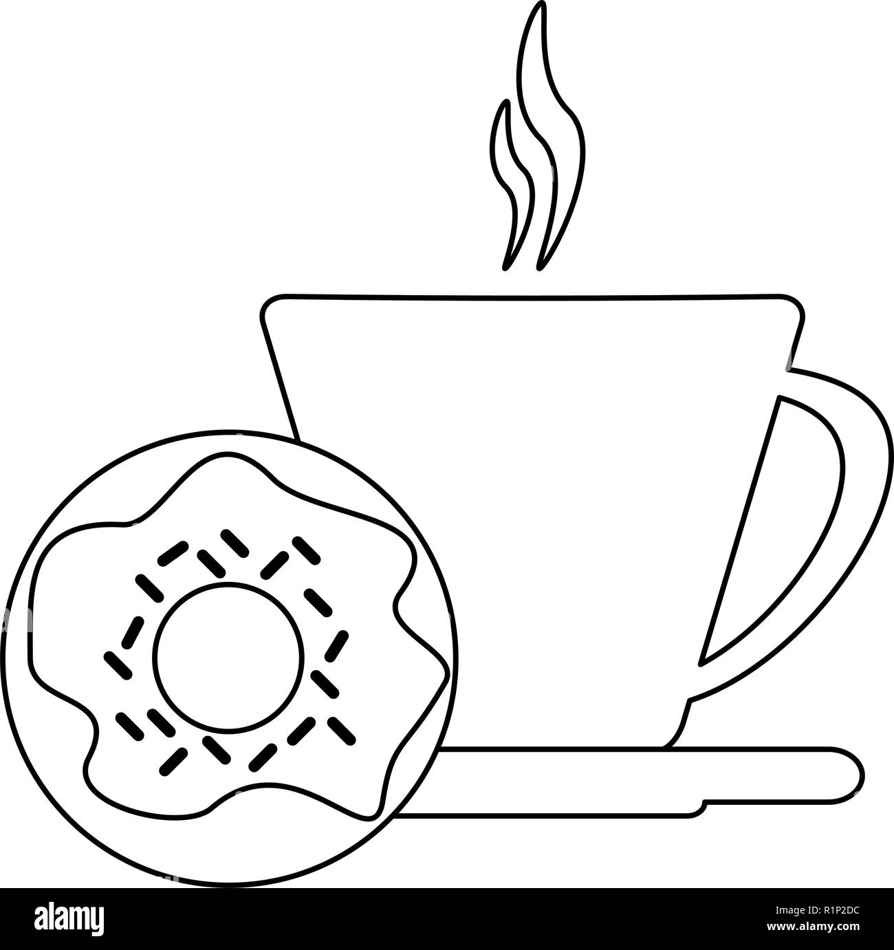 Tazza di caffè e ciambelle illustrazione vettoriale graphic design Illustrazione Vettoriale