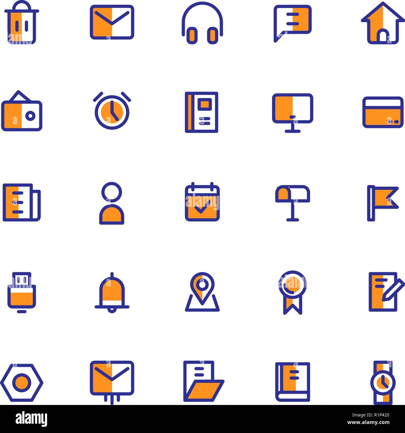 Interfaccia utente di set di icone vettore riempito Illustrazione Vettoriale