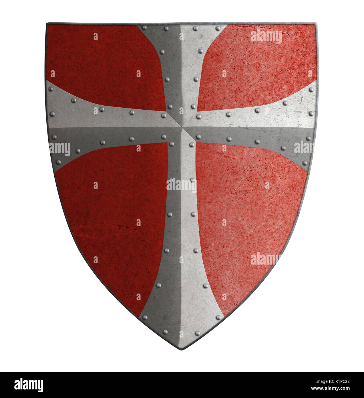 Crociato medievale di protezione in metallo 3d illustrazione Foto Stock