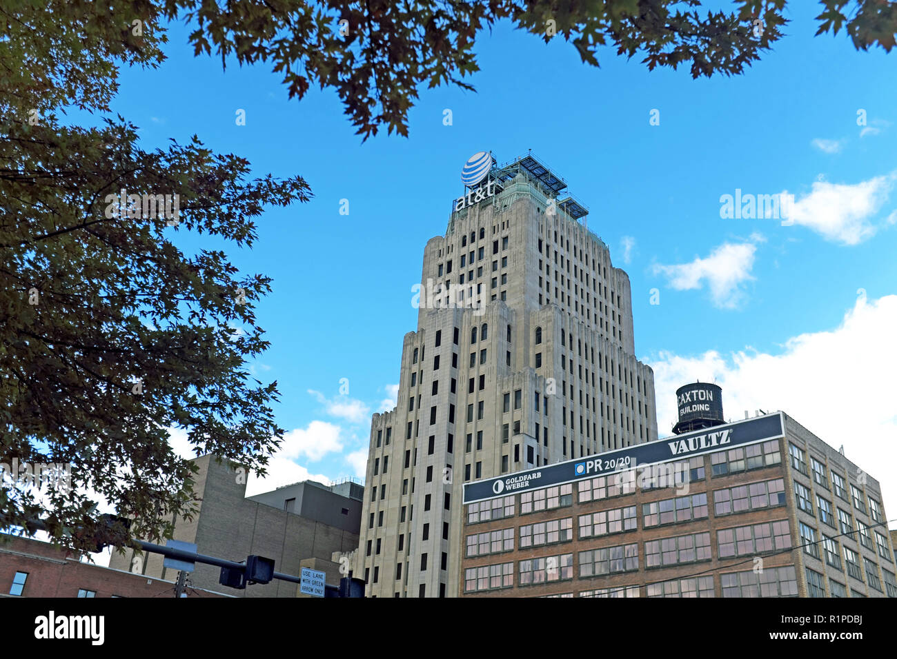 La Ohio bell edificio, noto anche come ATT Huron della costruzione di strade, è il più grande edificio in Art Deco nel centro di Cleveland, Ohio, USA. Foto Stock