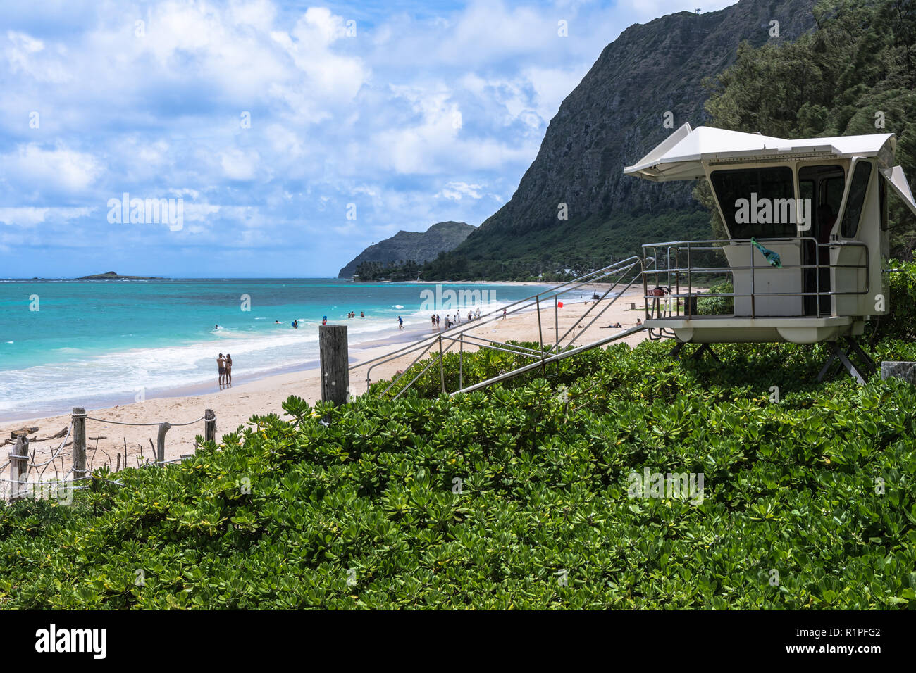 Waimanalo Beach in Oahu, Hawaii Foto Stock