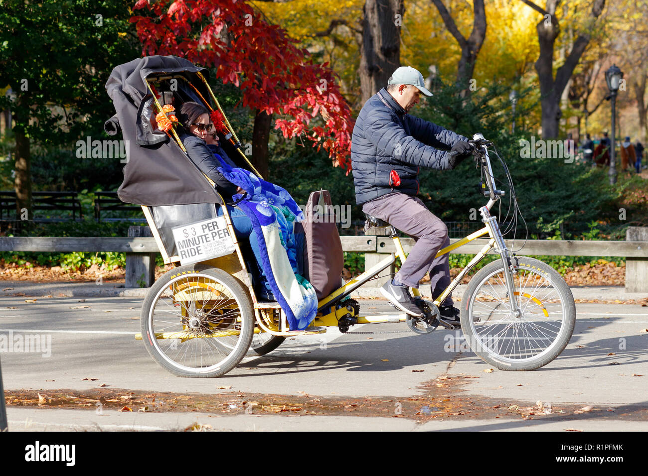 Un pedicab nel Central Park di new york Foto Stock