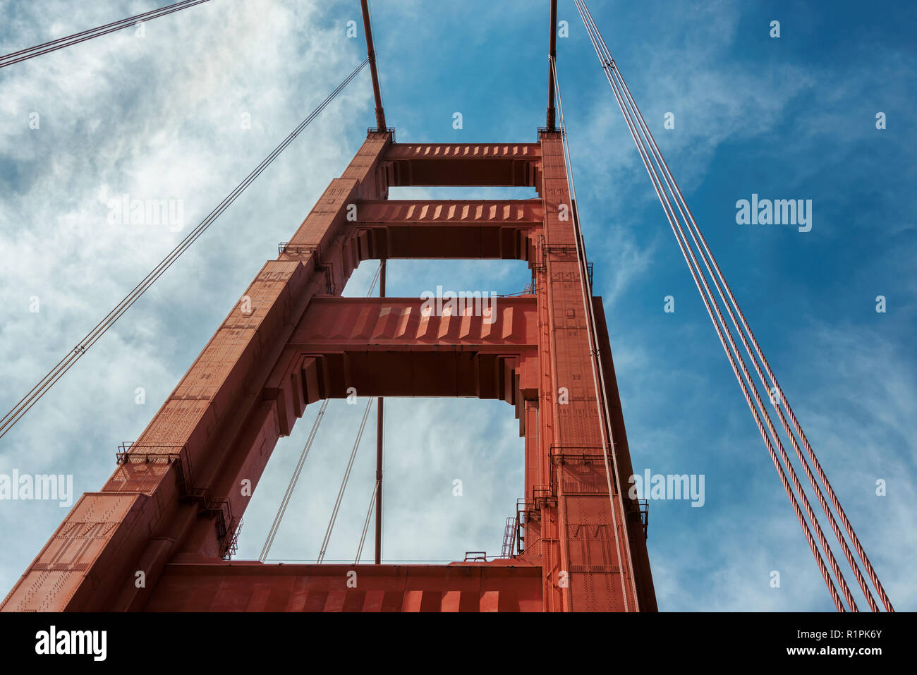 Golden Gate Bridge closeup, San Francisco, California Foto Stock
