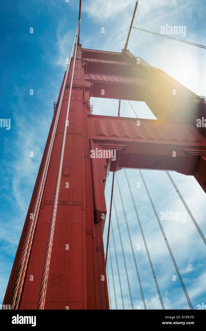 Golden Gate Bridge closeup, San Francisco Foto Stock