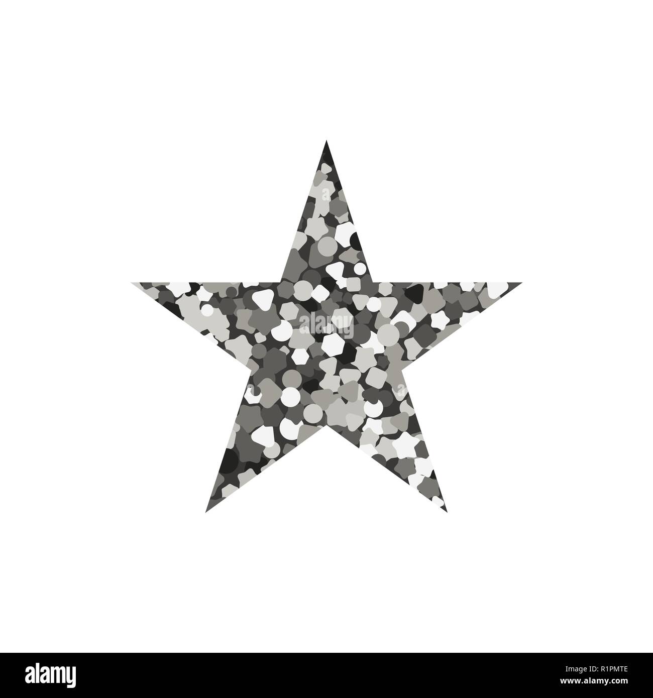 Silver star. Illustrazione Vettoriale. Icona del piatto. La texture di glitter Illustrazione Vettoriale