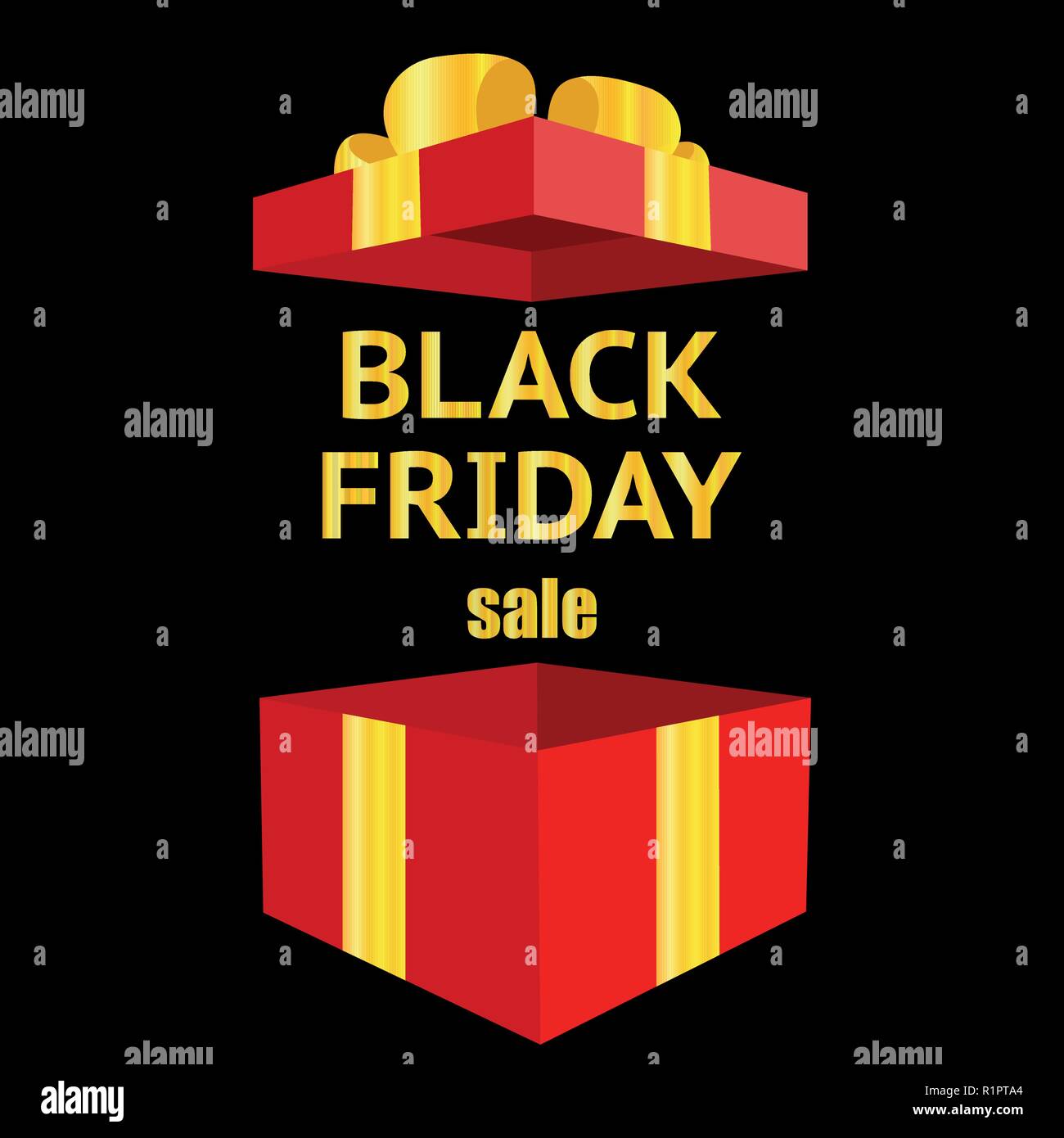 Venerdì nero, lusso, vendita, aprire la confezione regalo, sconto, banner, vettore di prua Illustrazione Vettoriale