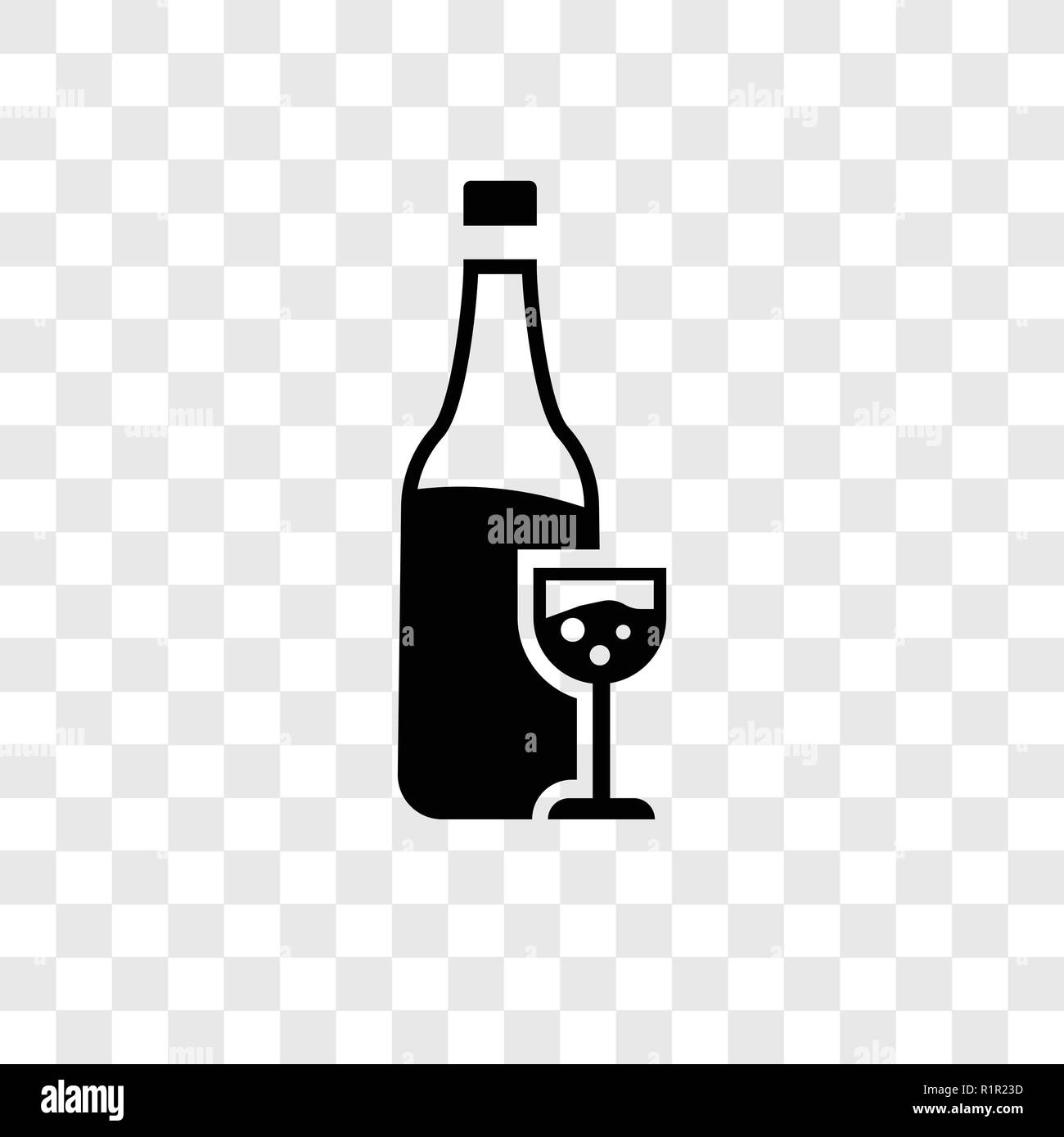 Bottiglia di vino icona vettore isolato su sfondo trasparente, bottiglia per vino trasparenza concetto del logo Illustrazione Vettoriale