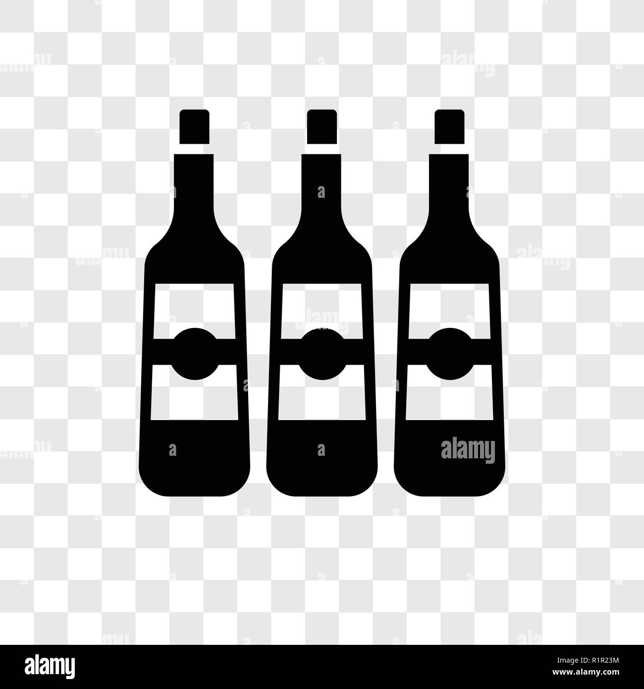 Bottiglie di vino icona vettore isolato su sfondo trasparente, bottiglie di vino trasparenza concetto del logo Illustrazione Vettoriale