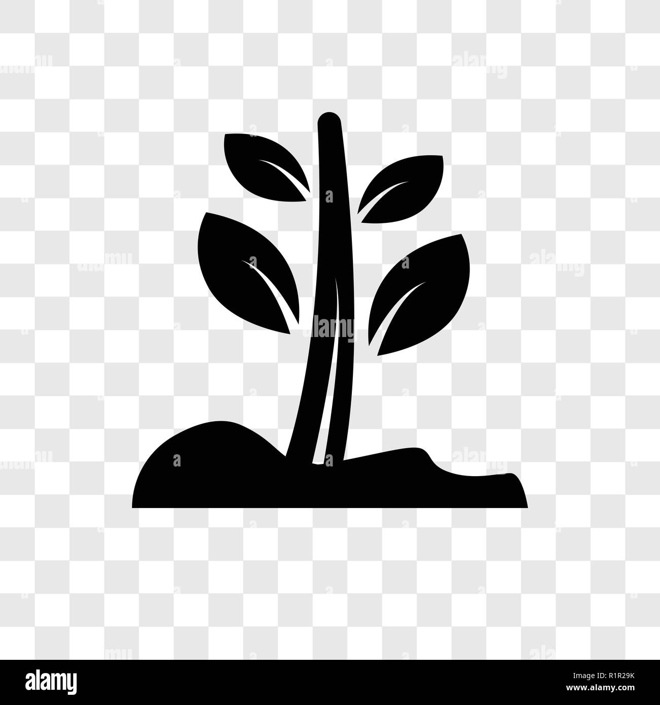 Pianta crescente icona vettore isolato su sfondo trasparente, pianta crescente trasparenza concetto del logo Illustrazione Vettoriale