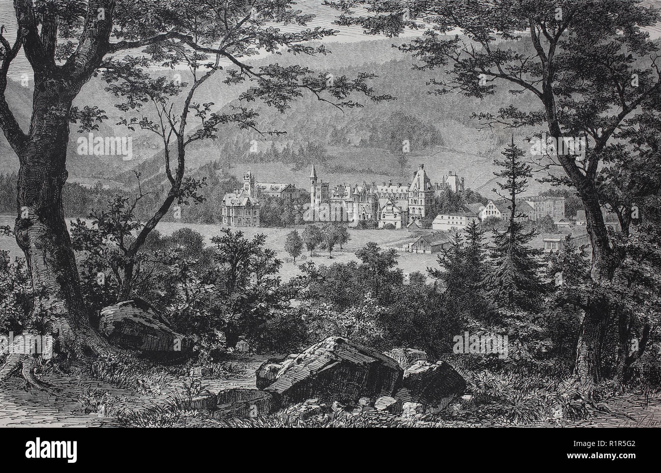 Digital riproduzione migliorata, Brehme il sanatorio, fine 1870, a Görbersdorf, ora Sokolowsko, Polonia, stampa originale da l'anno 1880 Foto Stock