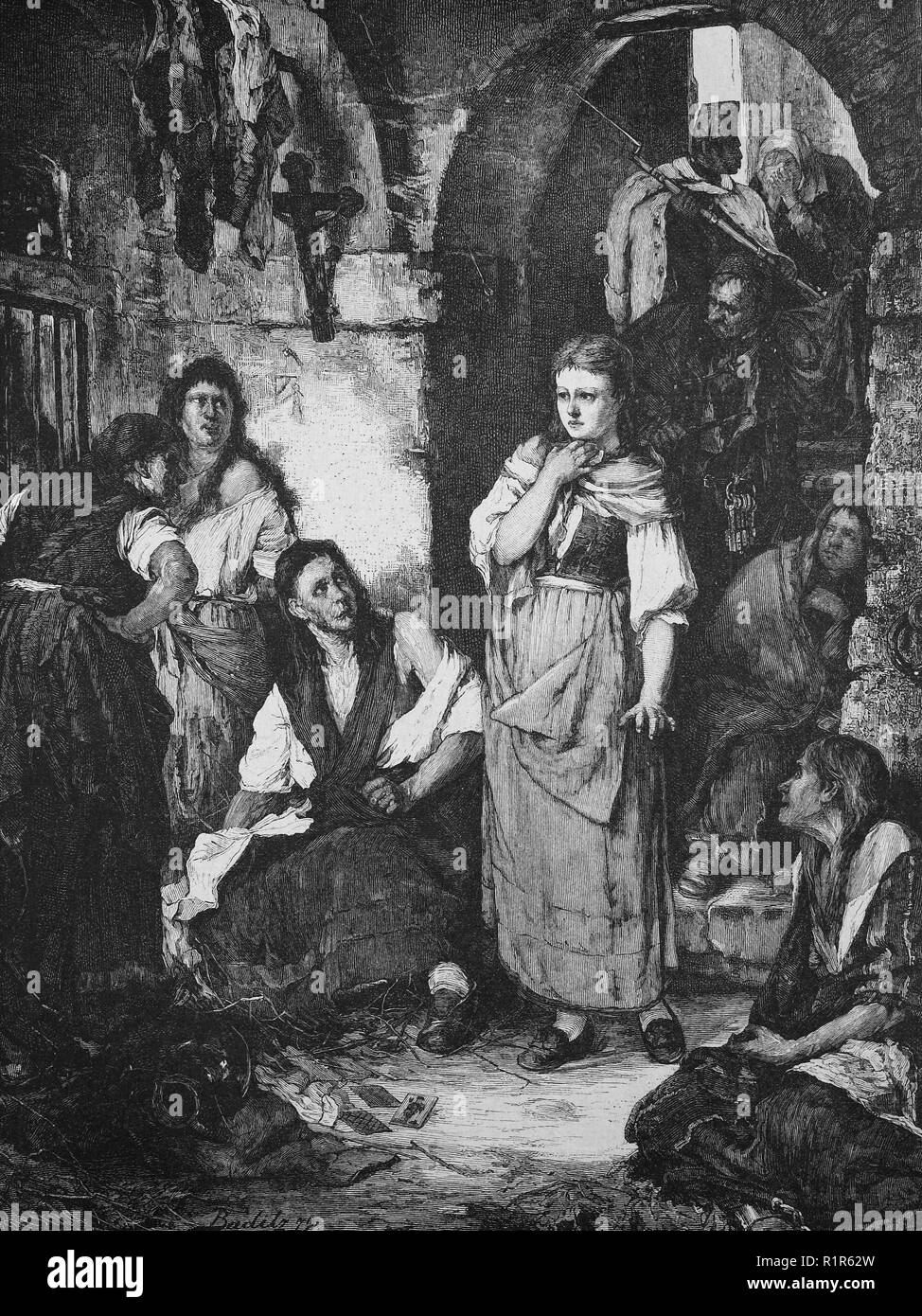 Digital riproduzione migliorata, giovane donna è in carcere per la prima volta la stampa originale da l'anno 1880 Foto Stock