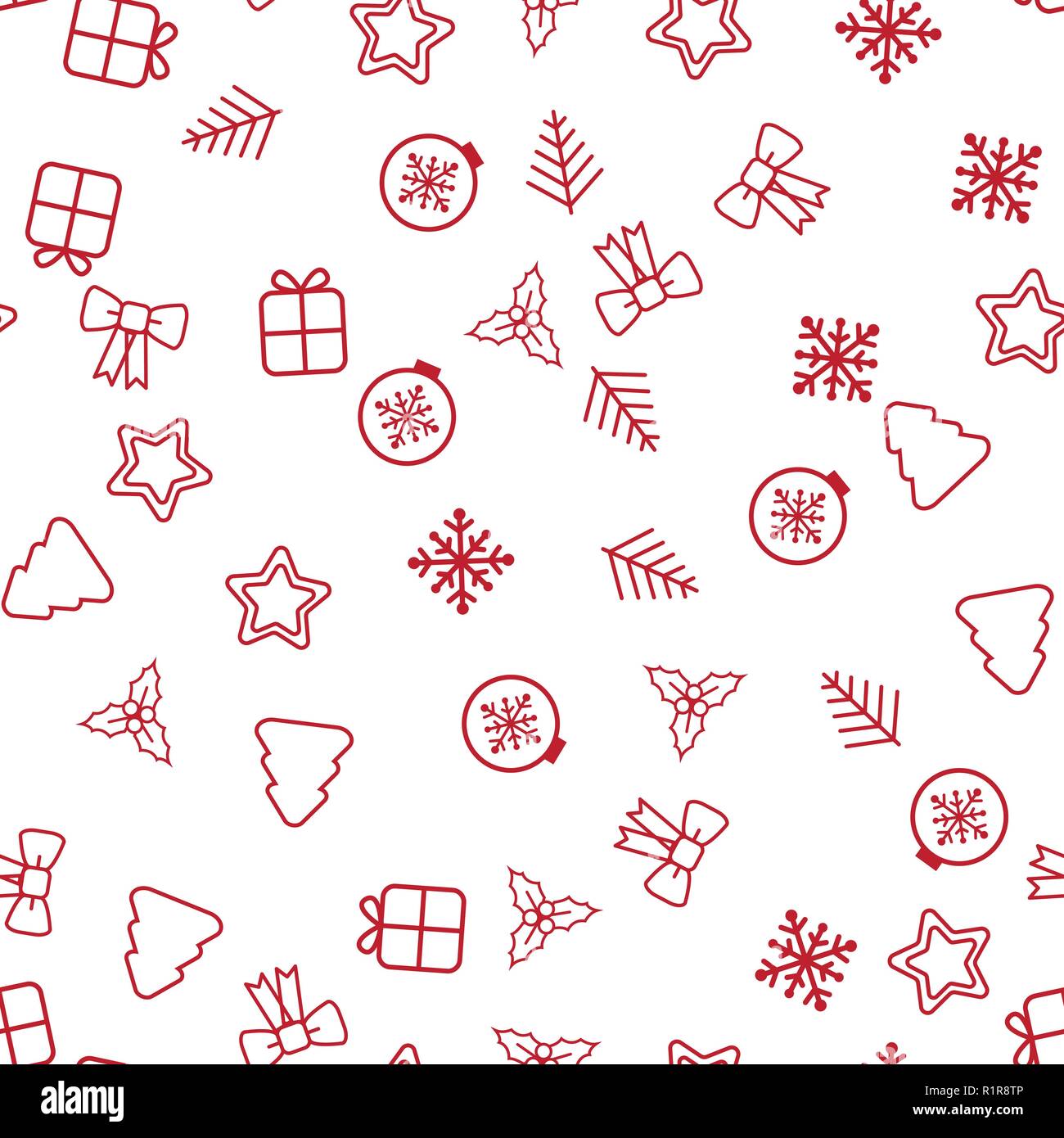 Stella Di Natale Cartamodello.Seamless Pattern Di Natale Modello Di Natale Con Fiocchi Decorativi Confezione Regalo Albero Di Natale Stella E Palle Di Natale Su Sfondo Bianco Immagine E Vettoriale Alamy