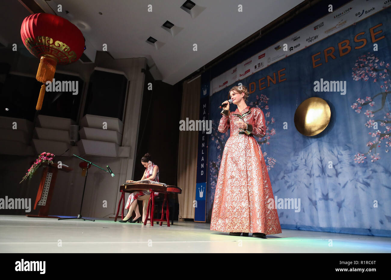Berlino, Germania. Xiii Nov, 2018. Artisti dare una performance durante il Goldene Erbse cerimonia di premiazione presso l'ambasciata cinese in Germania, a Berlino, la capitale della Germania, nov. 13, 2018. Credito: Shan Yuqi/Xinhua/Alamy Live News Foto Stock