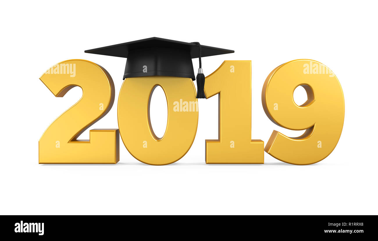 2019 Tappo di graduazione isolato Foto Stock