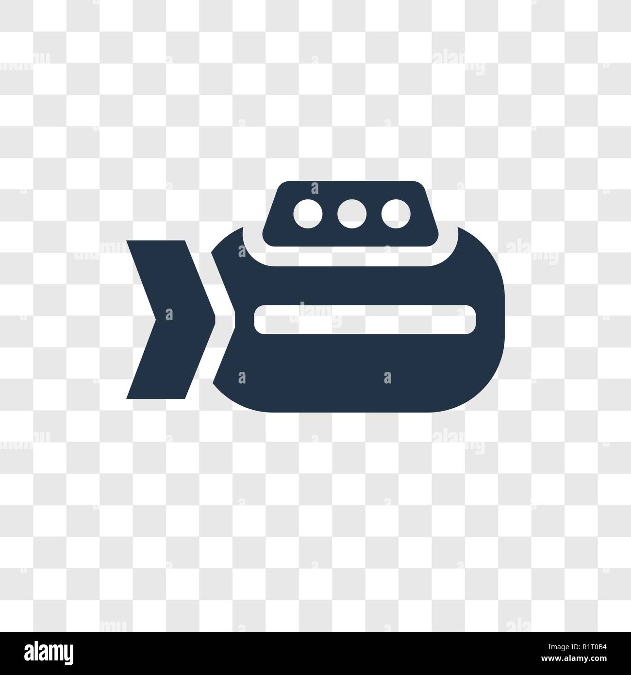 Sommergibile giocattolo icona vettore isolato su sfondo trasparente, Sottomarino toy trasparenza concetto del logo Illustrazione Vettoriale