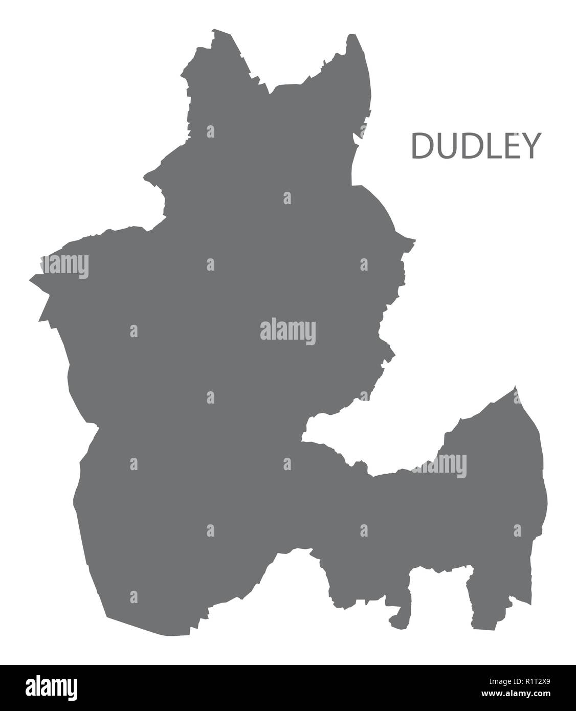 Dudley mappa della città grigio illustrazione forma silhouette Illustrazione Vettoriale