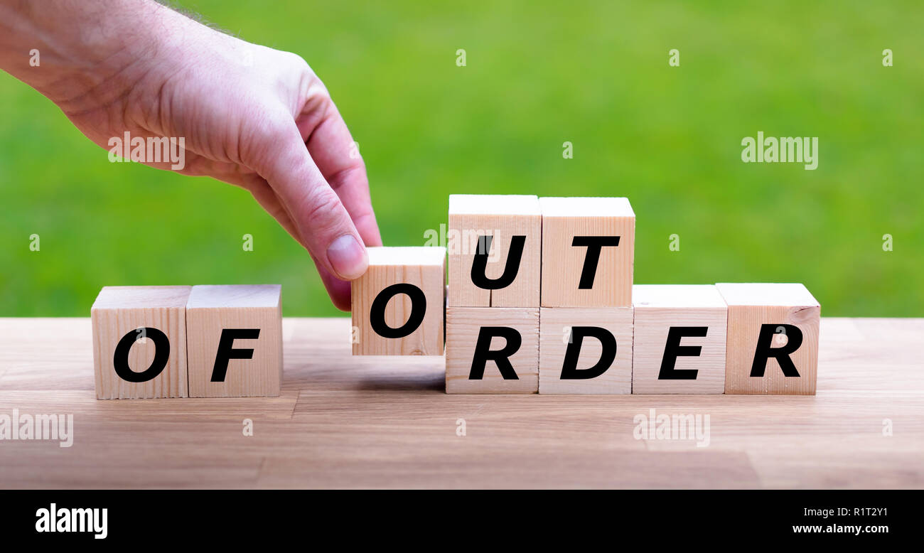 Al di fuori del segno di ordine Foto Stock