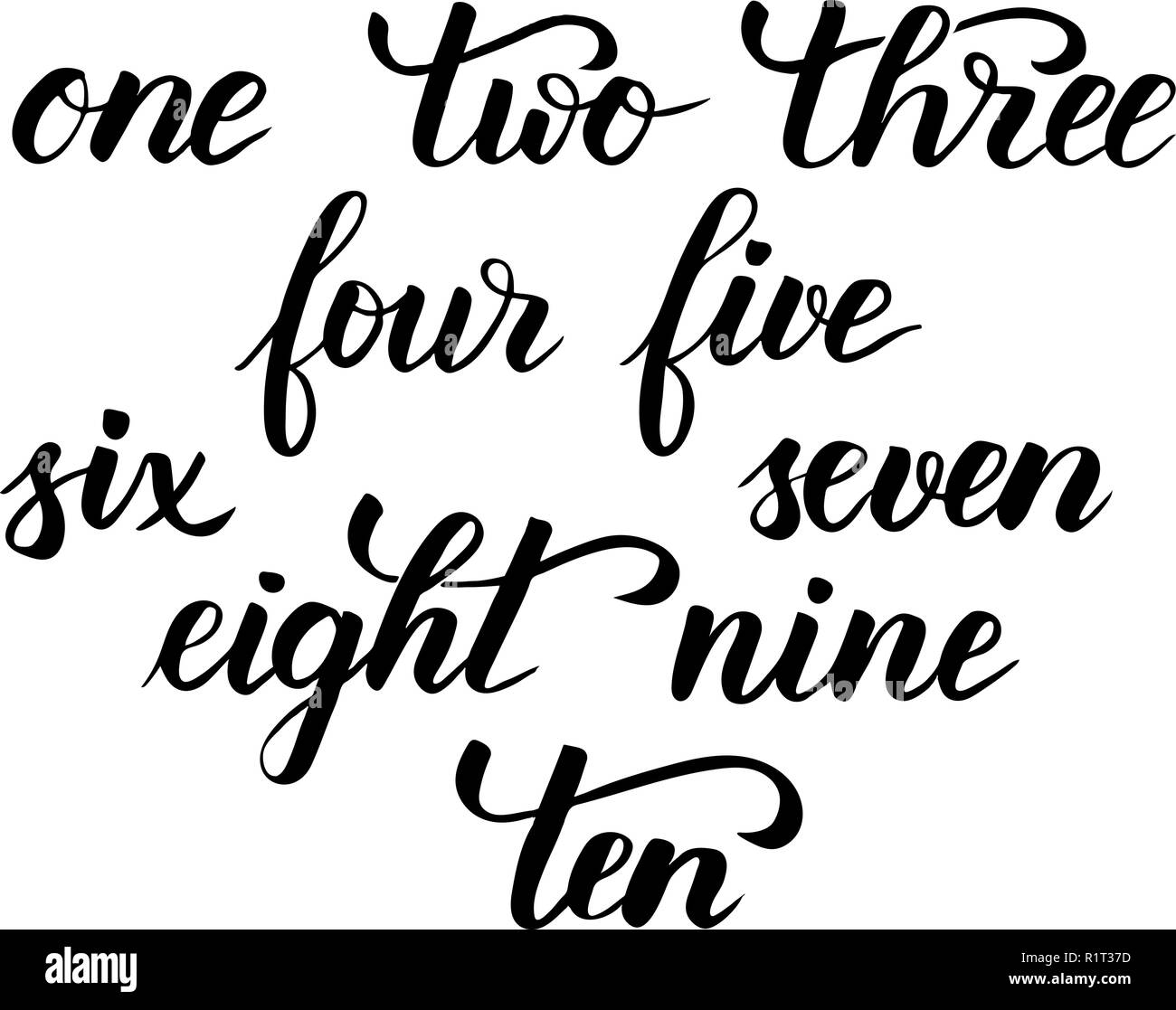 Numeri di calligrafia spazzola Illustrazione Vettoriale