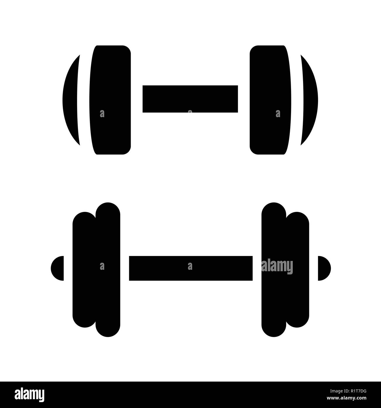 Nero forma Dumbell, isolato su sfondo bianco. Illustrazione Vettoriale. Illustrazione Vettoriale