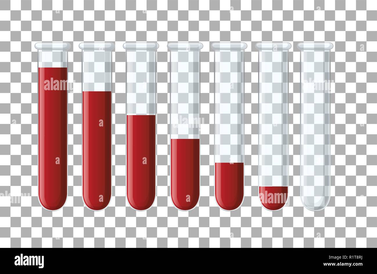 Set di provette per la raccolta di sangue con illustrazione Illustrazione Vettoriale