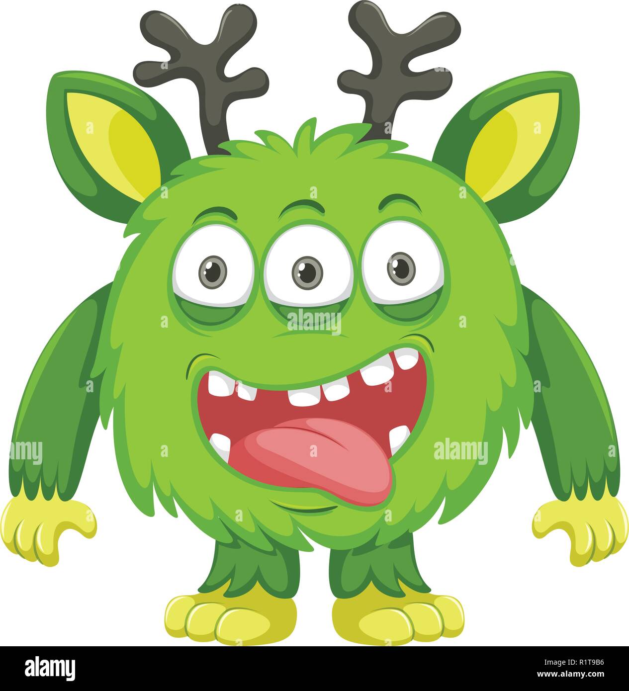 Un mostro verde con corna di cervo illustrazione Illustrazione Vettoriale