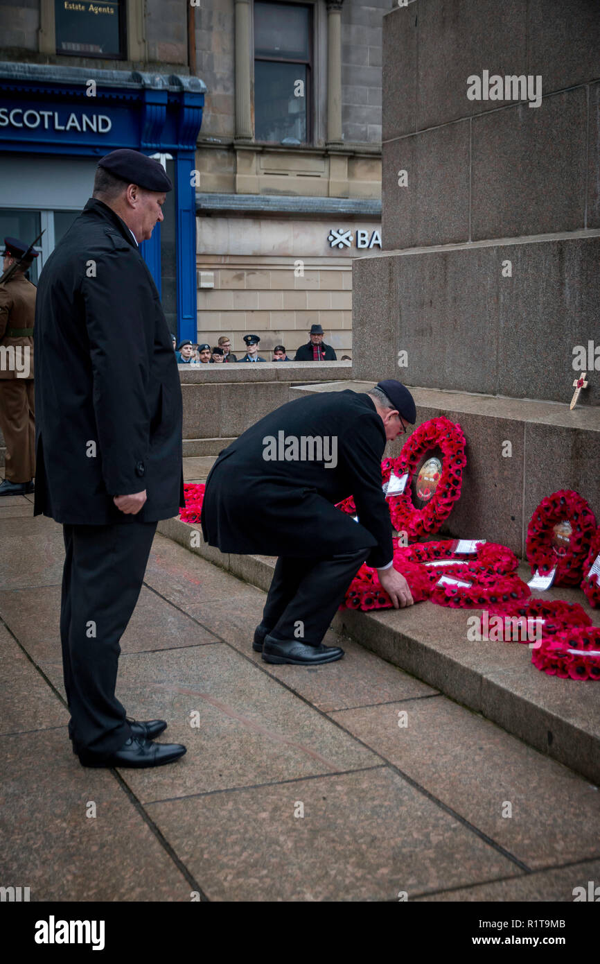 Ricordo di domenica 11 novembre 2018 Paisley centesimo anniversario della fine di WW1 Foto Stock