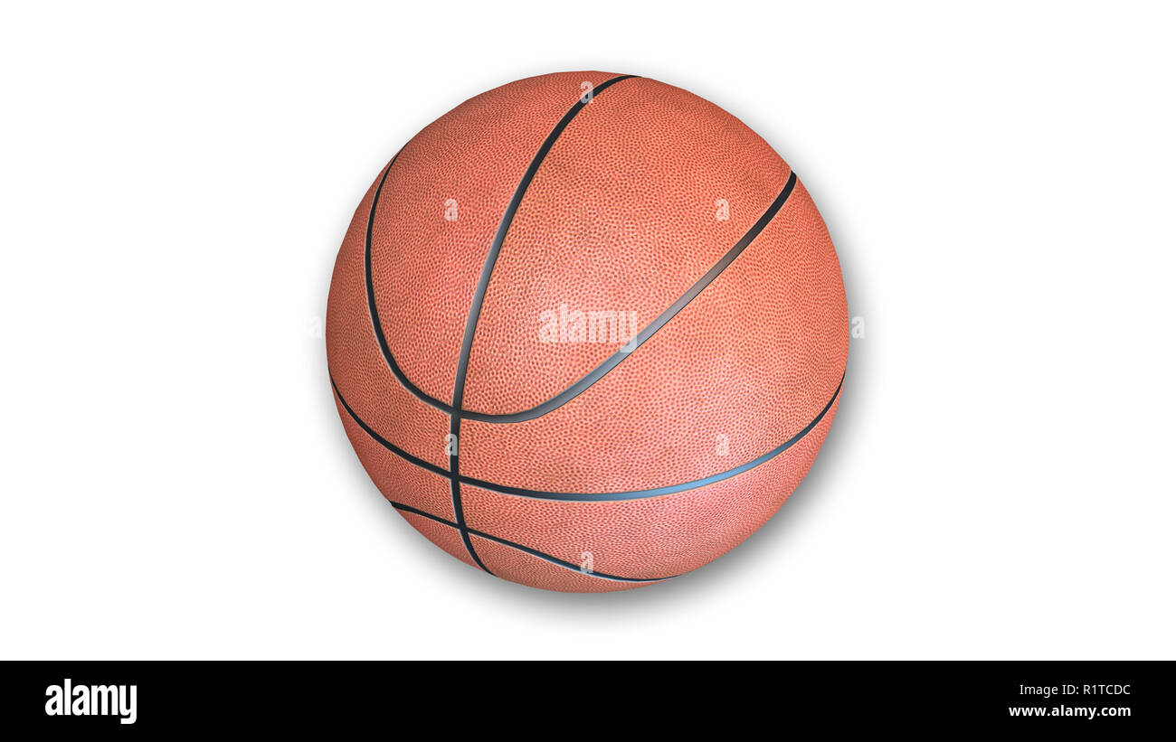 La pallacanestro, attrezzature sportive isolati su sfondo bianco Foto Stock