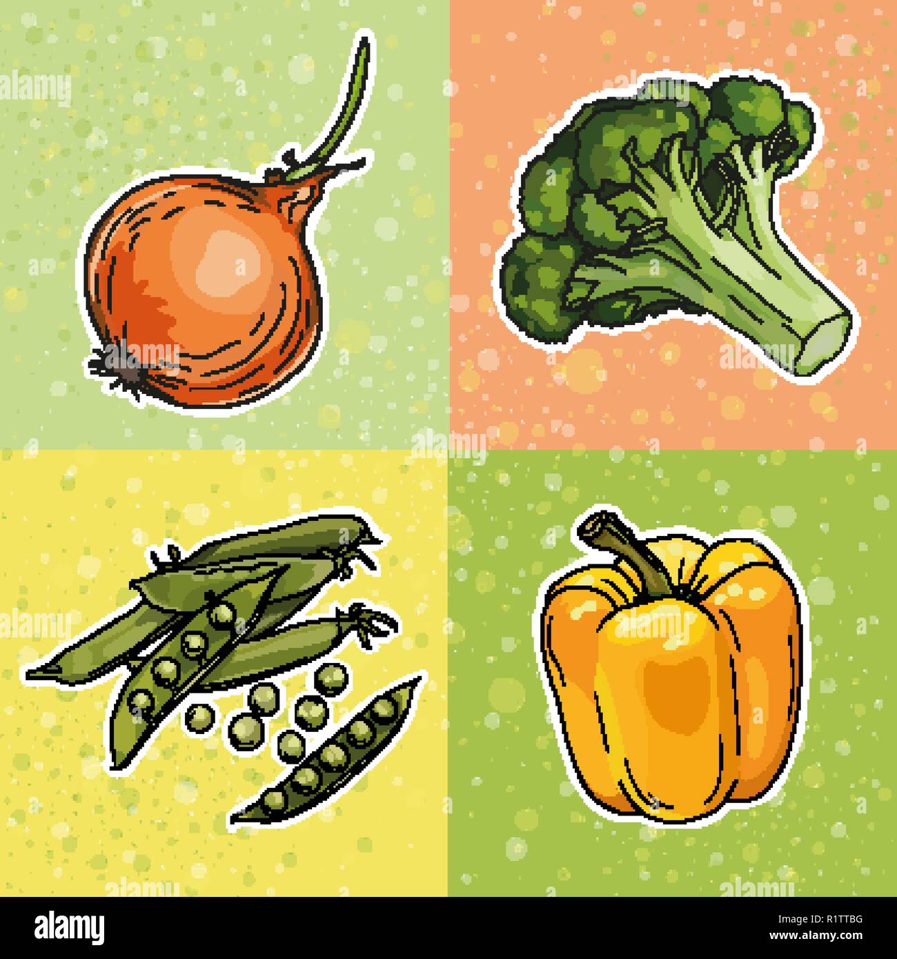 Set di verdure. Vettore di verdure. Illustrazione di cibo. Illustrazione Vettoriale