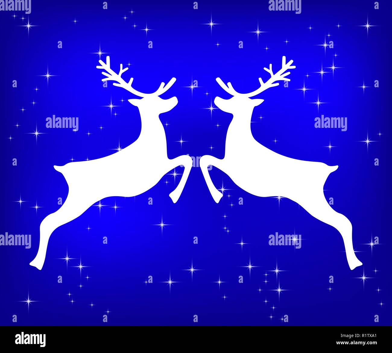 La renna su una scintillante blu sullo sfondo di Natale. Illustrazione Vettoriale
