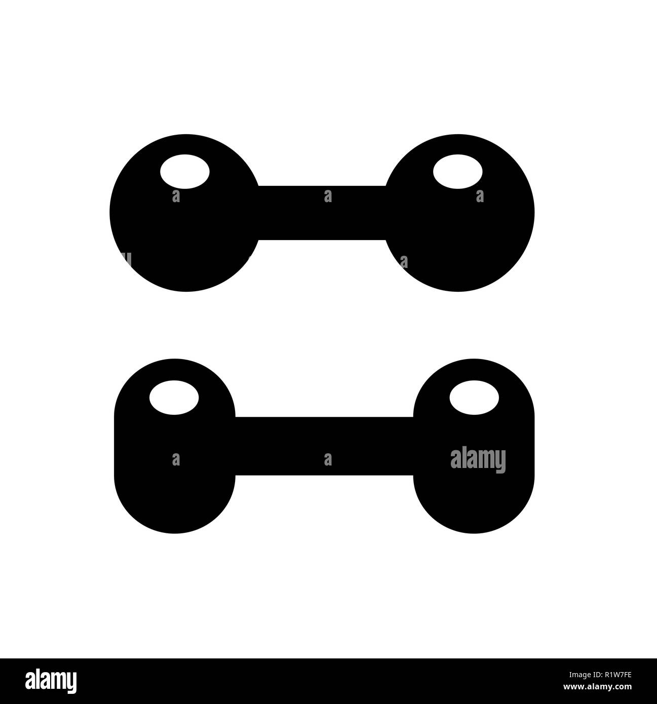 Nero forma Dumbell, isolato su sfondo bianco. Illustrazione Vettoriale. Illustrazione Vettoriale