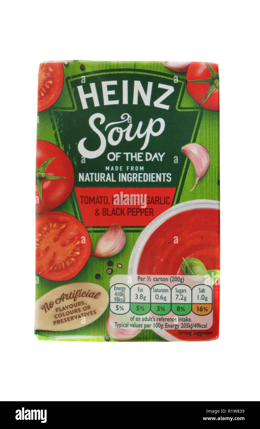 Scatola di zuppa Heinz, solo foto Foto Stock