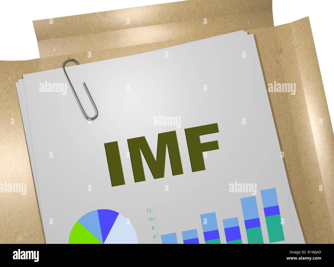 3D illustrazione del FMI titolo sul documento aziendale Foto Stock