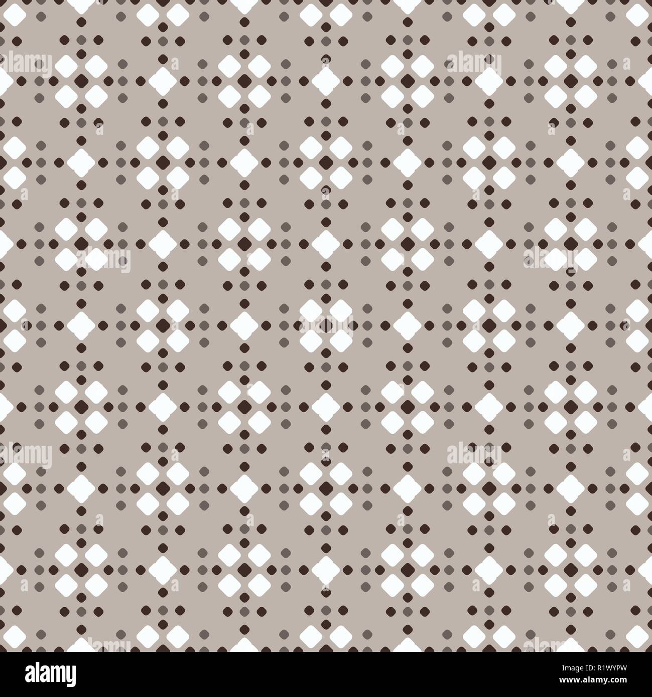 Fair Isle stile bianco beige marrone vector seamless pattern con il rombo Illustrazione Vettoriale