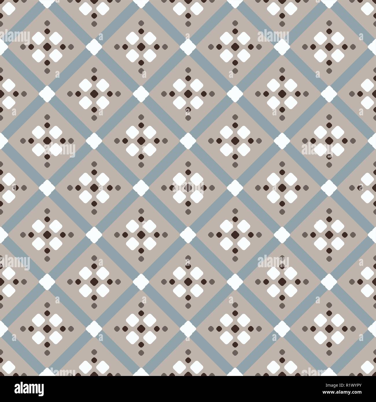 Beige marrone blu bianco vector seamless disegno geometrico con rombo Illustrazione Vettoriale