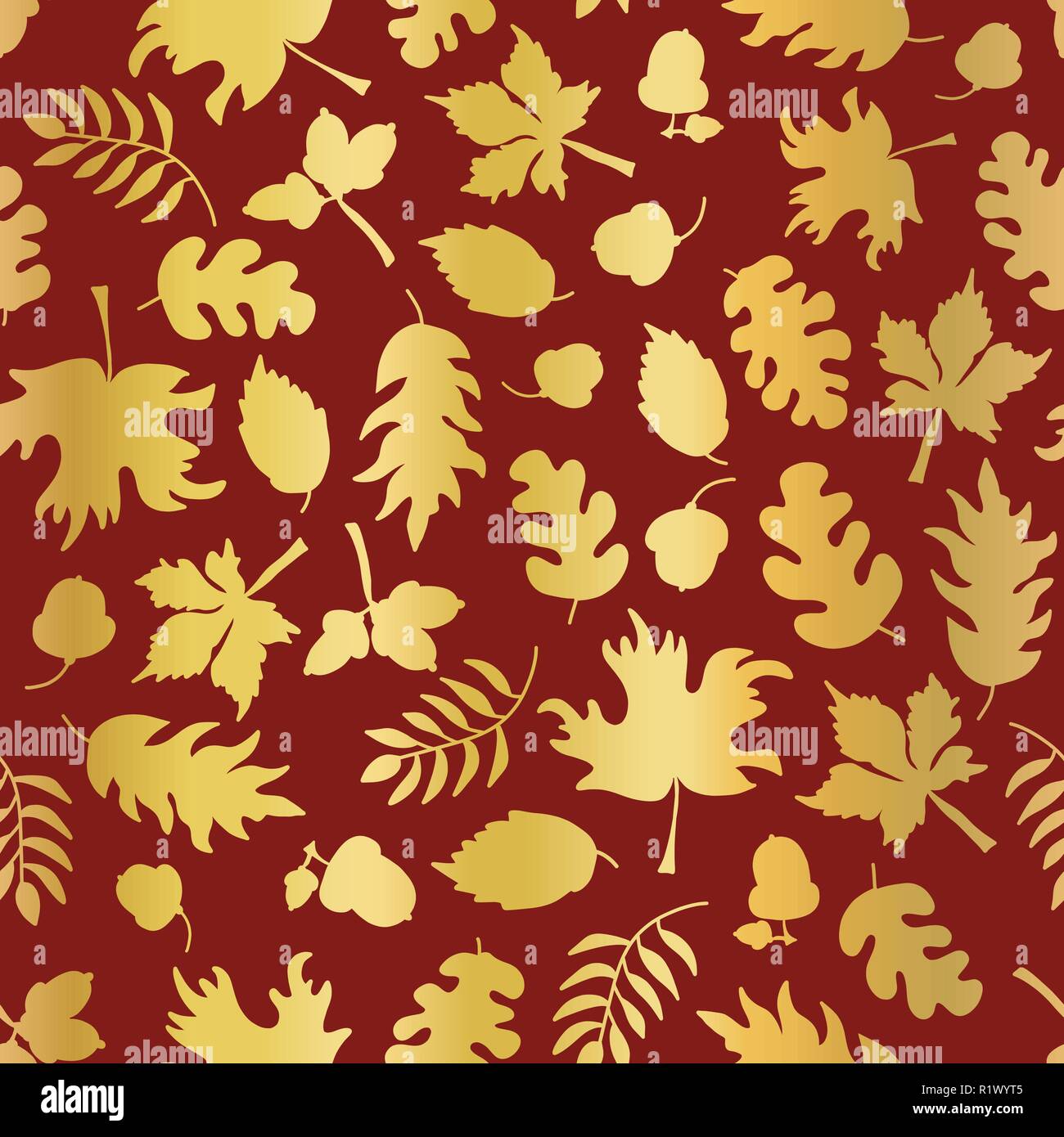 Il Ringraziamento di lamina di oro foglia autunno piastrella di pattern Illustrazione Vettoriale