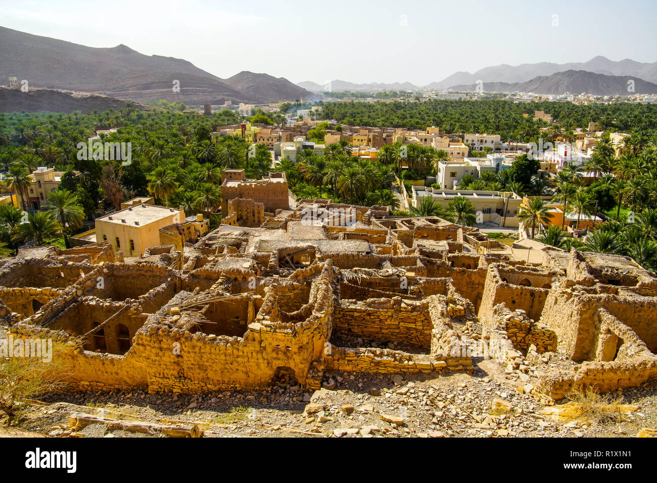 Birkat Al Mouz o Bait al Subah in Harat al Saybani fuori Nizwa, Oman. Foto Stock