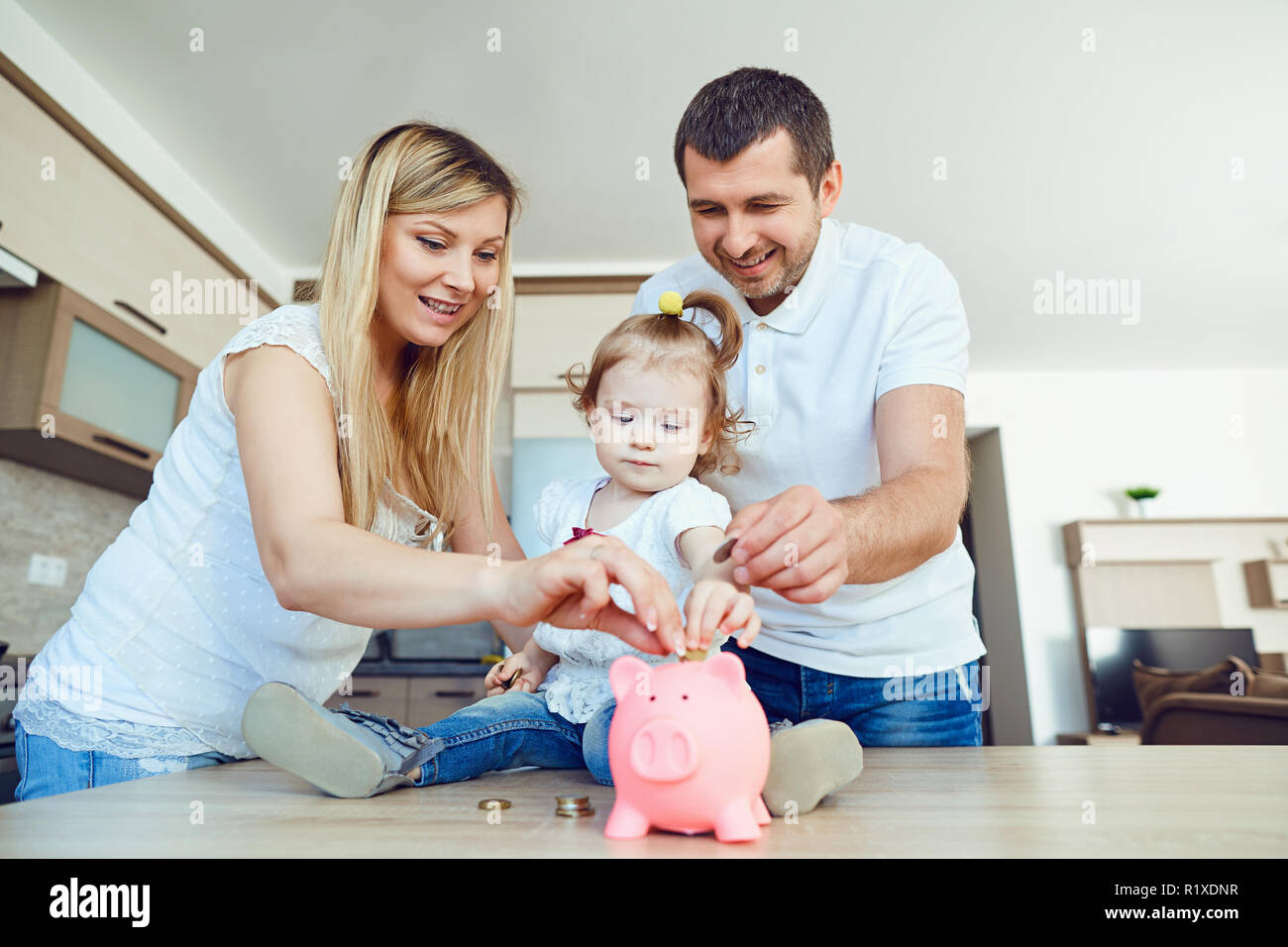 Risparmio in famiglia. Foto Stock