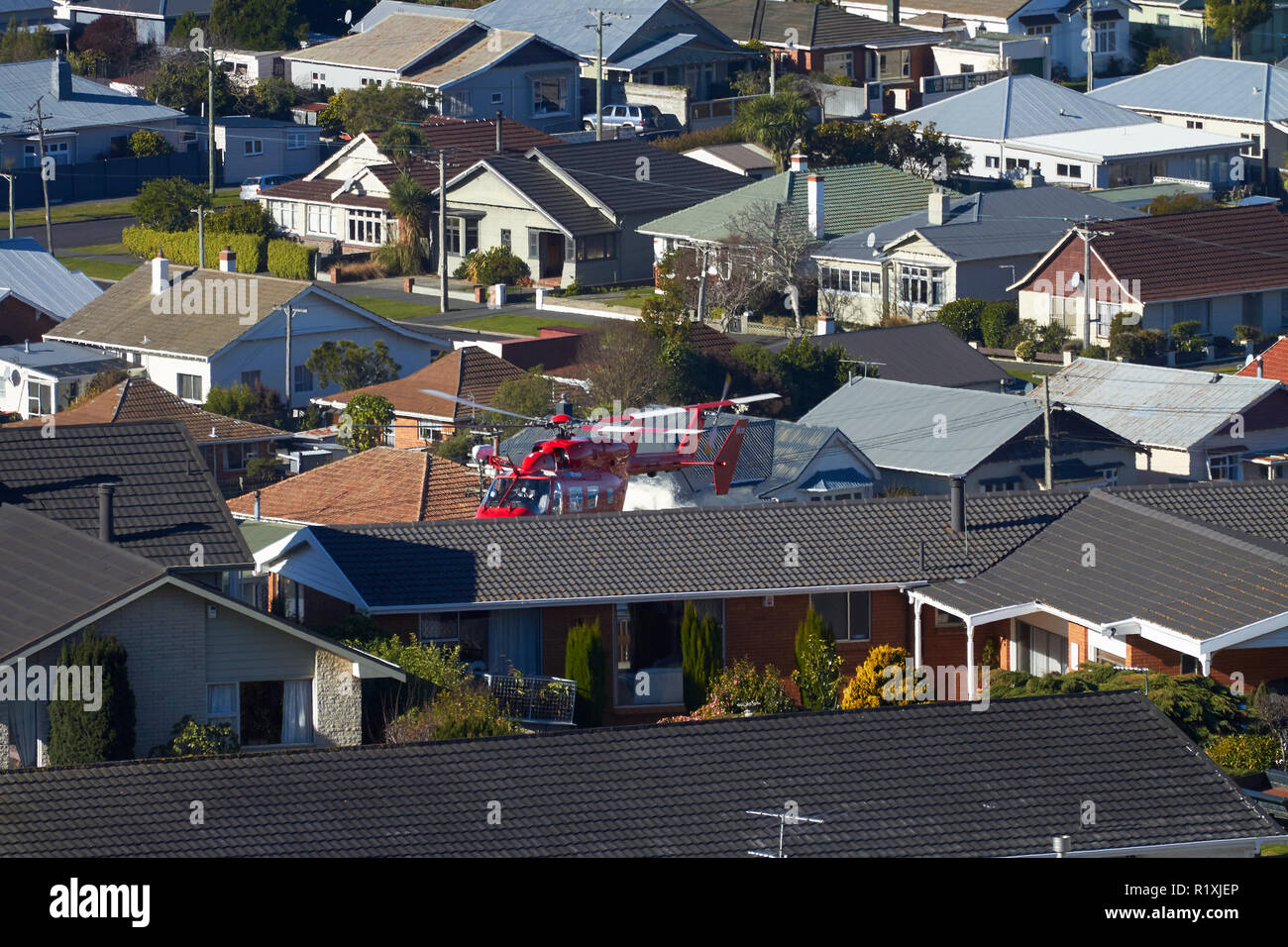 Elicottero operanti su St Clair, Dunedin, Isola del Sud, Nuova Zelanda Foto Stock