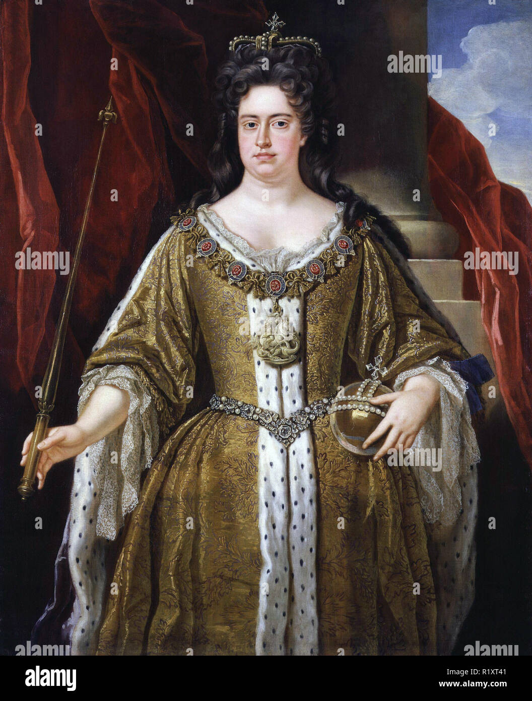 La regina ANNA DI GRAN BRETAGNA (1665-1714) circa 1702. Artista sconosciuto Foto Stock